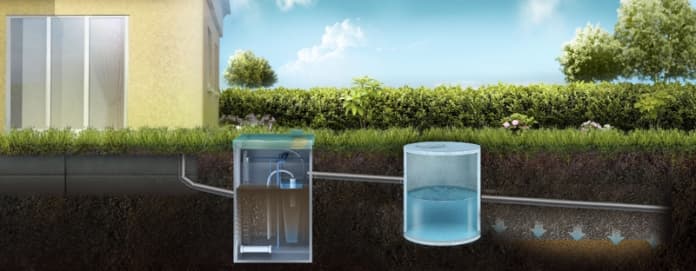 Отвод очищенной воды в дренажный колодец Отвод очищенной воды в дренажный колодец